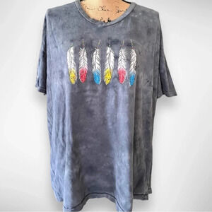Pimatee Gray Tie Dye‎ South Dakota Feather T Shirt | Size 2X